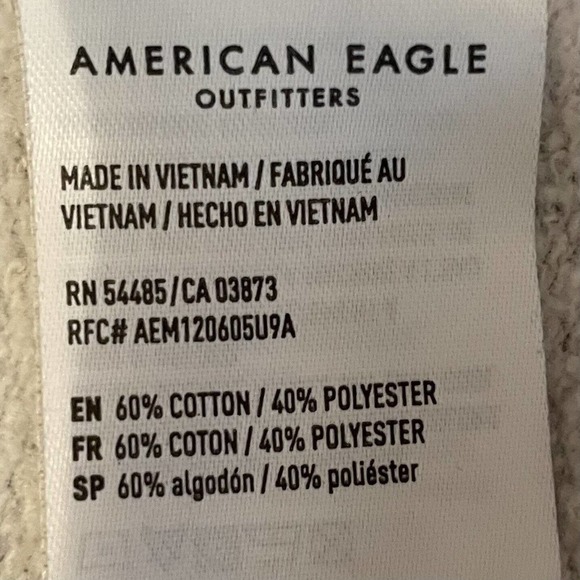 American Eagle Camo Cropped Sweatshirt Raglan Sleeve Gray White Large Lo… - Picture 7 of 10